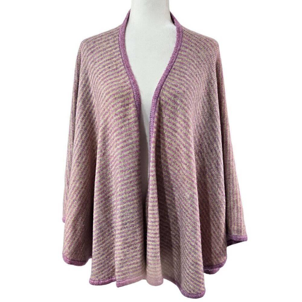 Cabi 4272 Harper Cape Pink Tan Striped Sweater No Armholes Barbiecore One Size